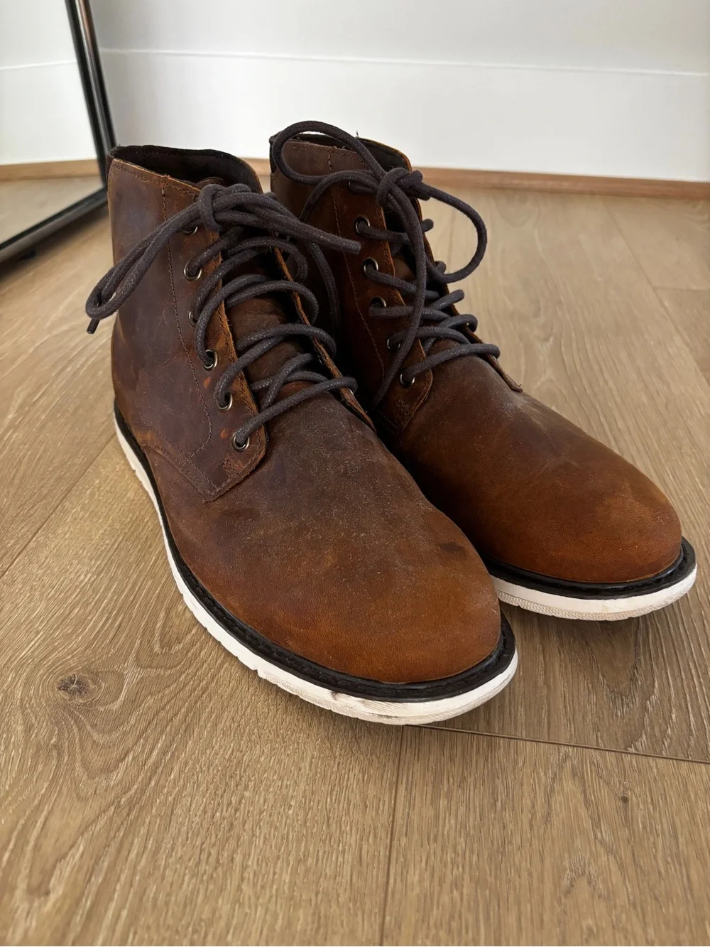 Men's TOMS Brown Leather Lace-Up Boots